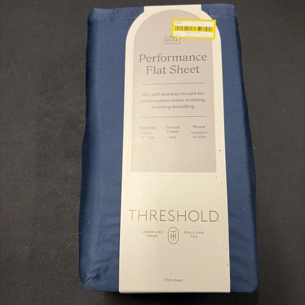 Full 400 Thread Count Performance Flat Sheet Metallic Blue Threshold Cotton 0603
